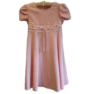 Vintage Bonnie Jean Victorian Pink Dress Girl's 6X Wedding Party Special‎ Event